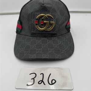 Gucci GG Supreme Monogram Trucker Hat Black Snapback Web Stripe Cap